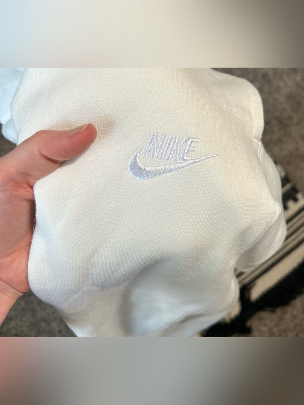 ✔️NIKE White Logo Fleece Joggers - Classic Sweatpants - Men’s Medium - Picture 5 of 8
